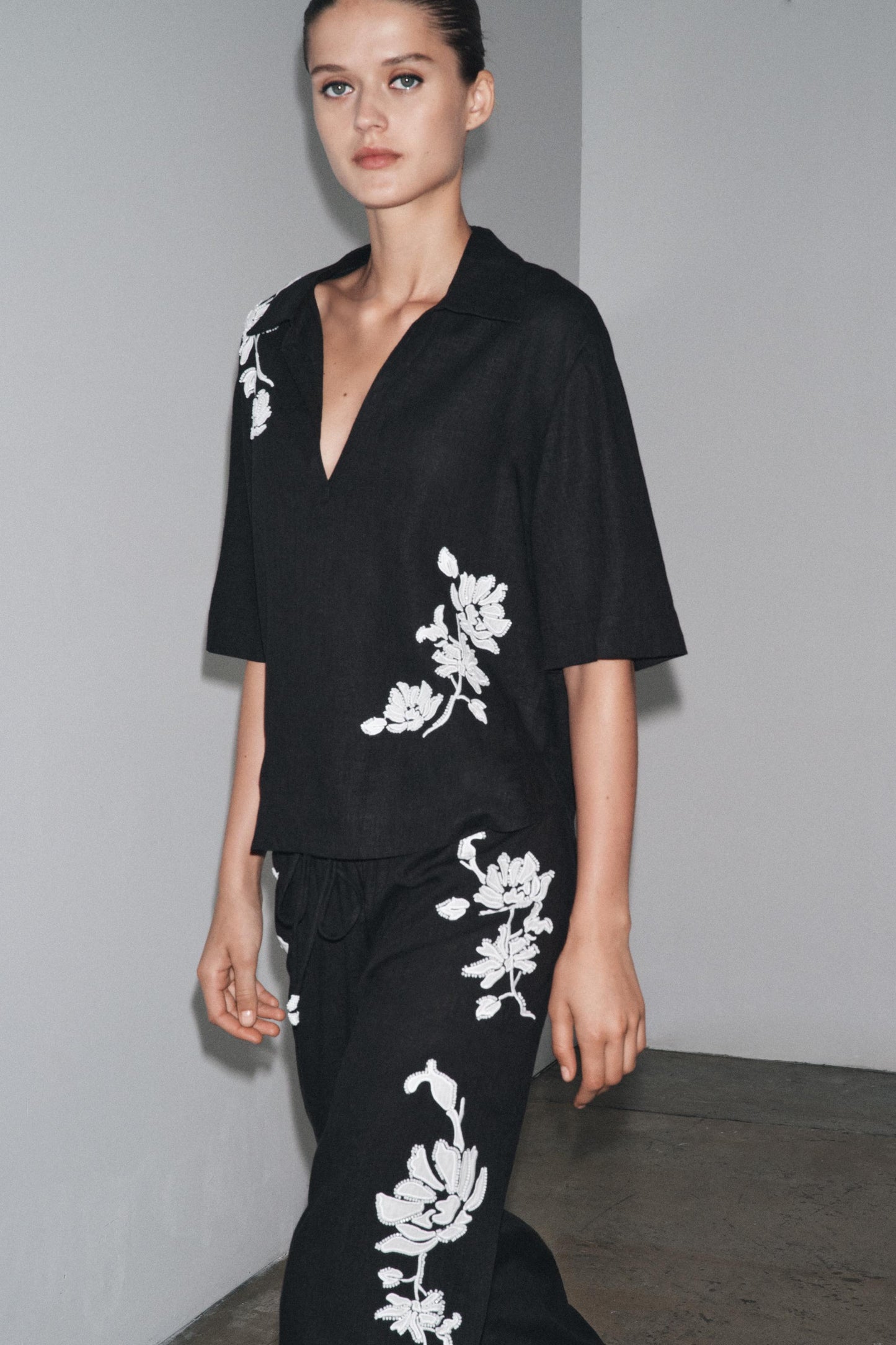 BEADED EMBROIDERY BLACK CO-ORD SET