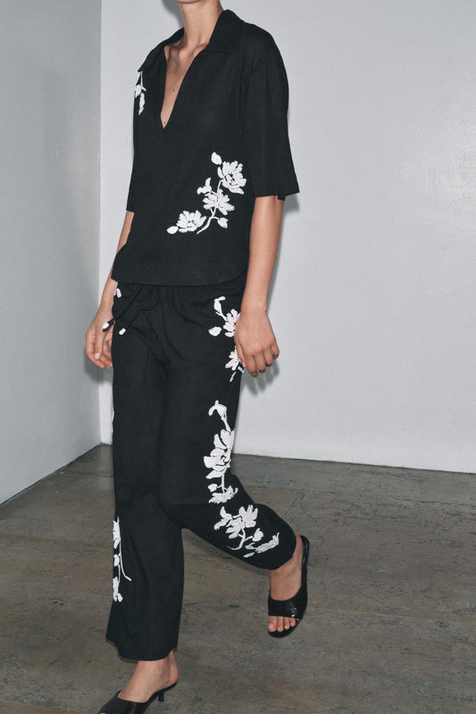 BEADED EMBROIDERY BLACK CO-ORD SET