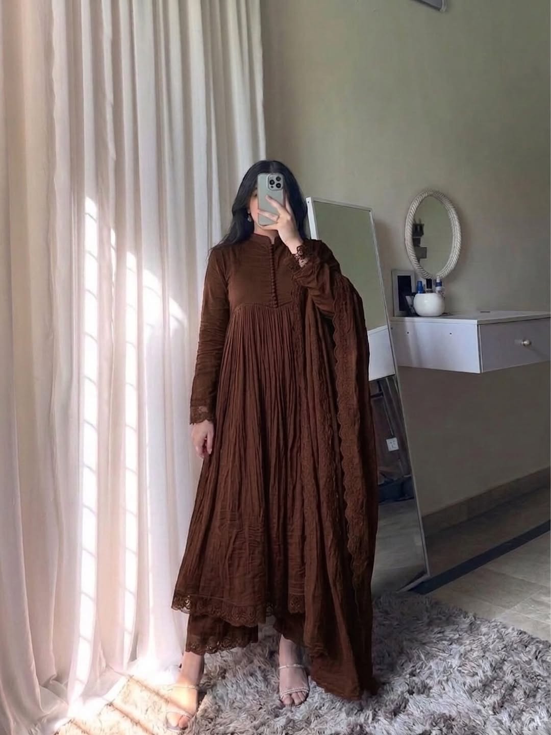 Dahlia Brown Anarkali Set