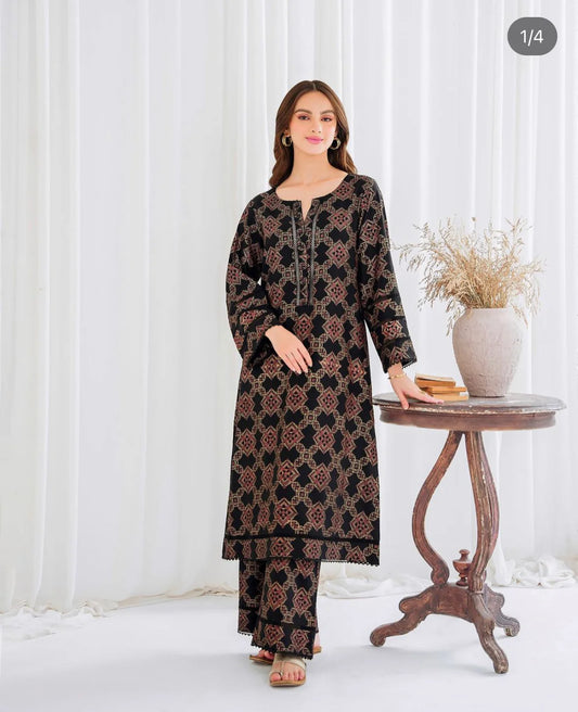 BLACK COTTON KURTA SET