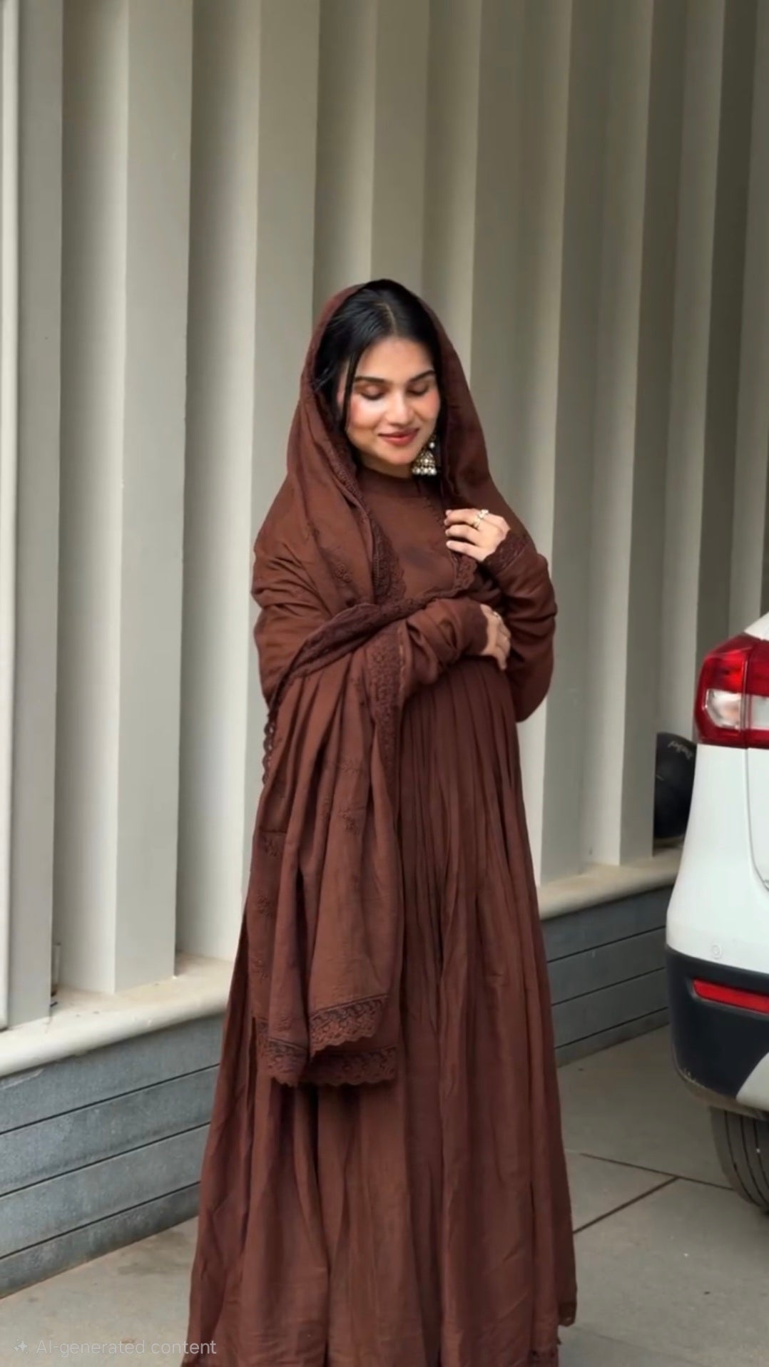 Dahlia Brown Anarkali Set
