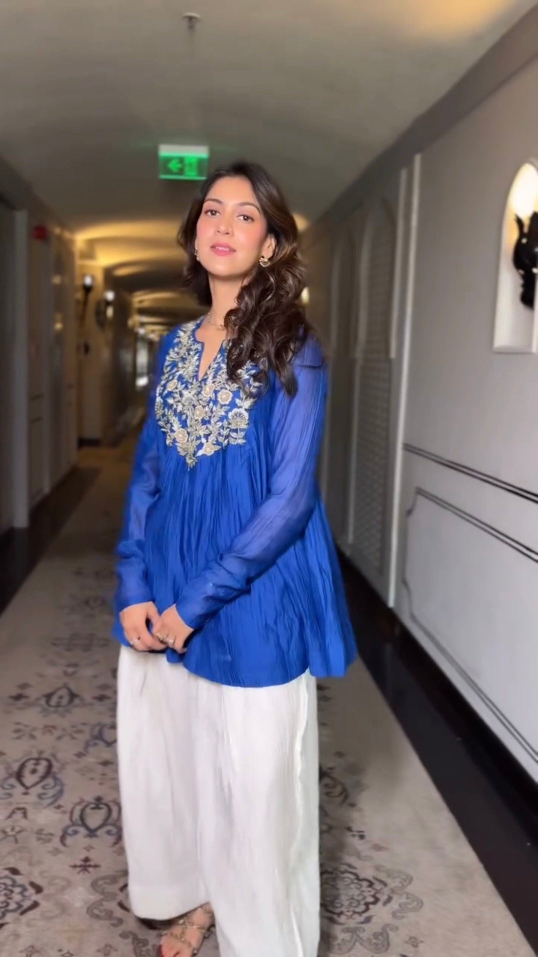 Royal Blue Mul Cotton Anarkali with Farshi Salwar