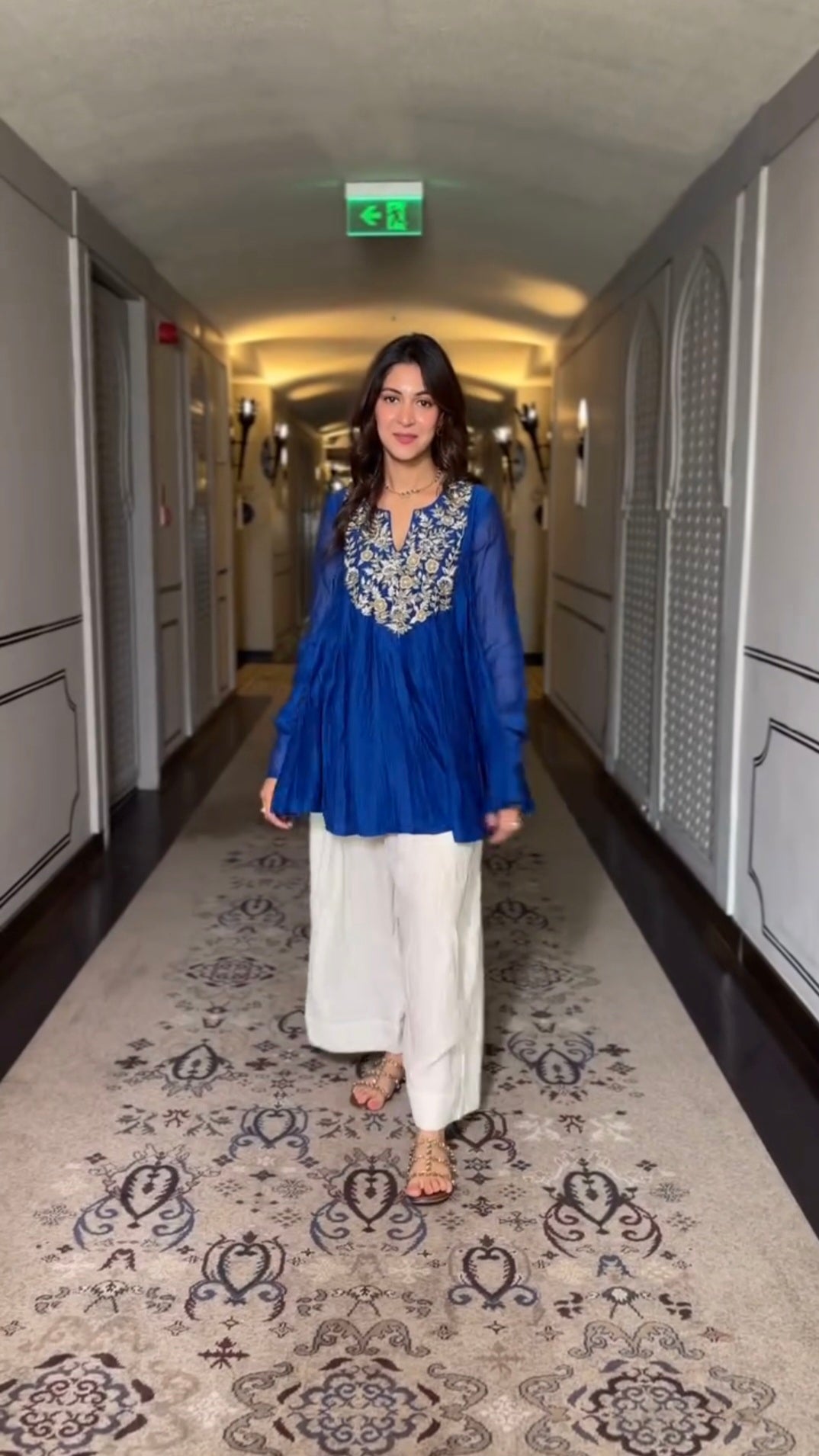 Royal Blue Mul Cotton Anarkali with Farshi Salwar