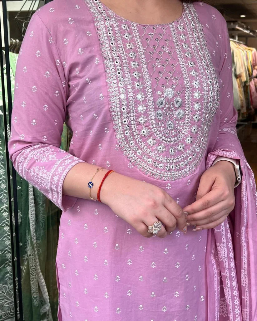 BEAUTIFUL COTTON KURTI PENT AND DUPATTA