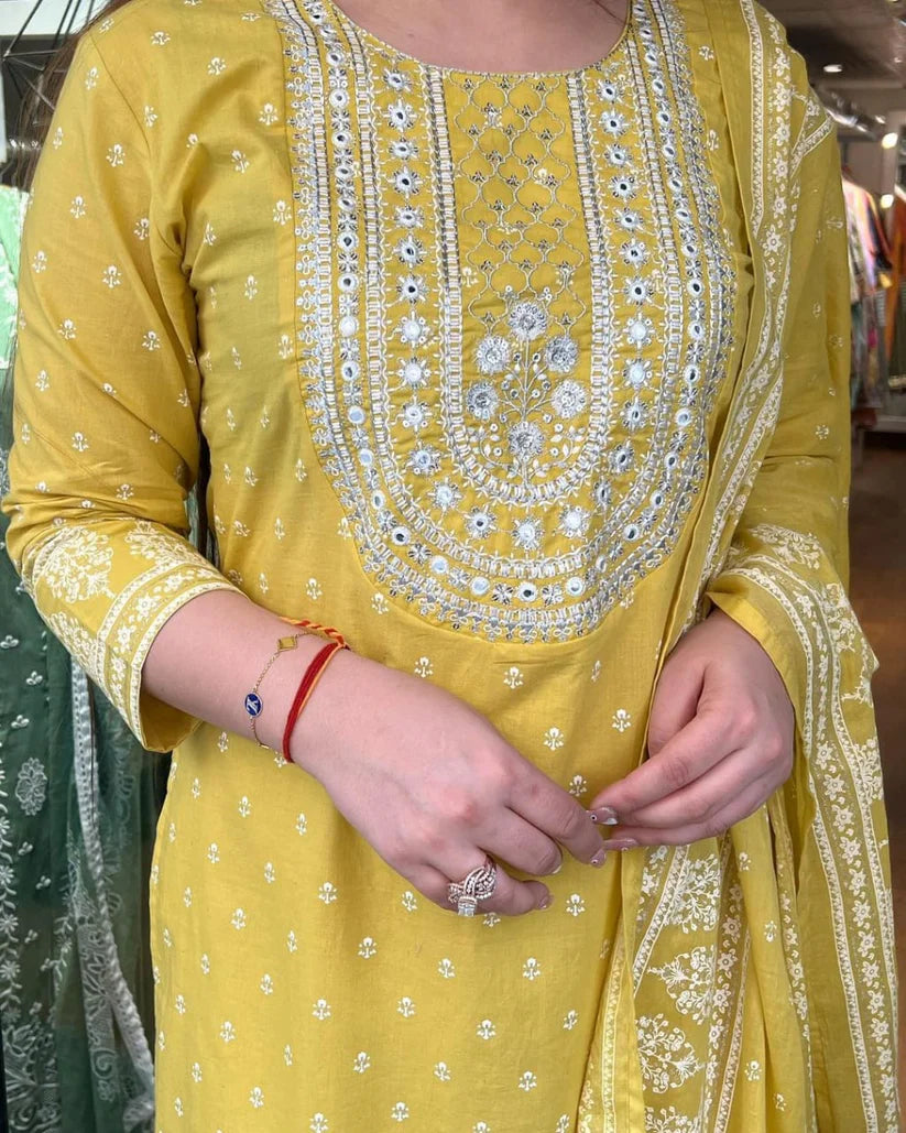 BEAUTIFUL COTTON KURTI PENT AND DUPATTA