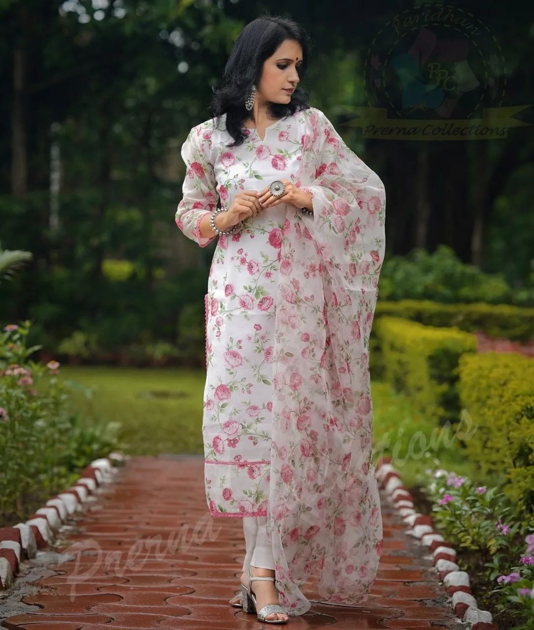 BEAUTIFUL CHANDERI KURTI PENT WITH ORGANZA DUPATTA