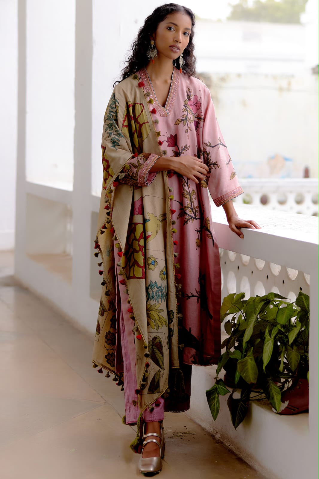 ROSE HANDSPUN COTTON HAND PRINTED KURTA SET