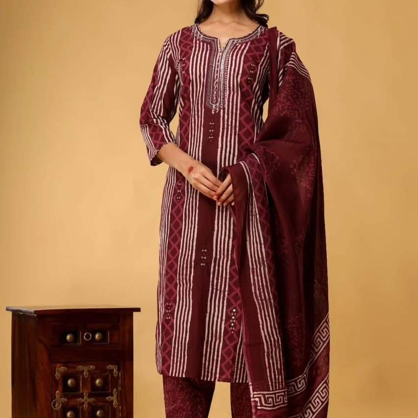 GORGEOUS COTTON KURTI PENT AND DUPATTA