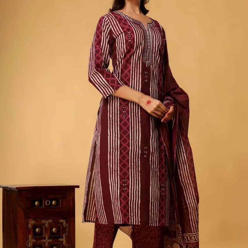 GORGEOUS COTTON KURTI PENT AND DUPATTA