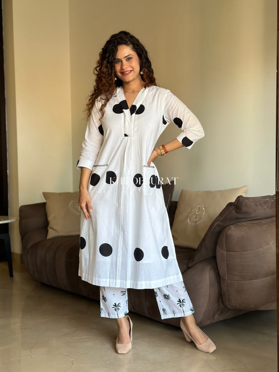 BEAUTIFUL POLKA-DOT HAND BLOCK (THAPPA) PRINT CO-ORD SET