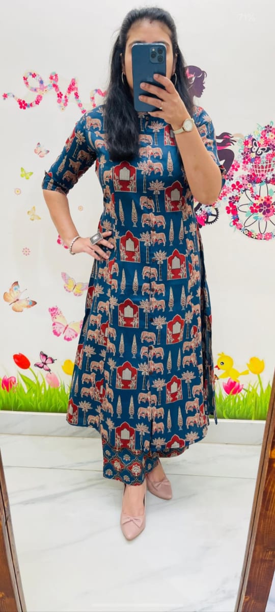 A-LINE KURTI PATTERN HAND BLOCK PRINT CO-ORD SET