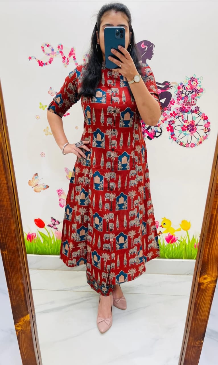 A-LINE KURTI PATTERN HAND BLOCK PRINT CO-ORD SET