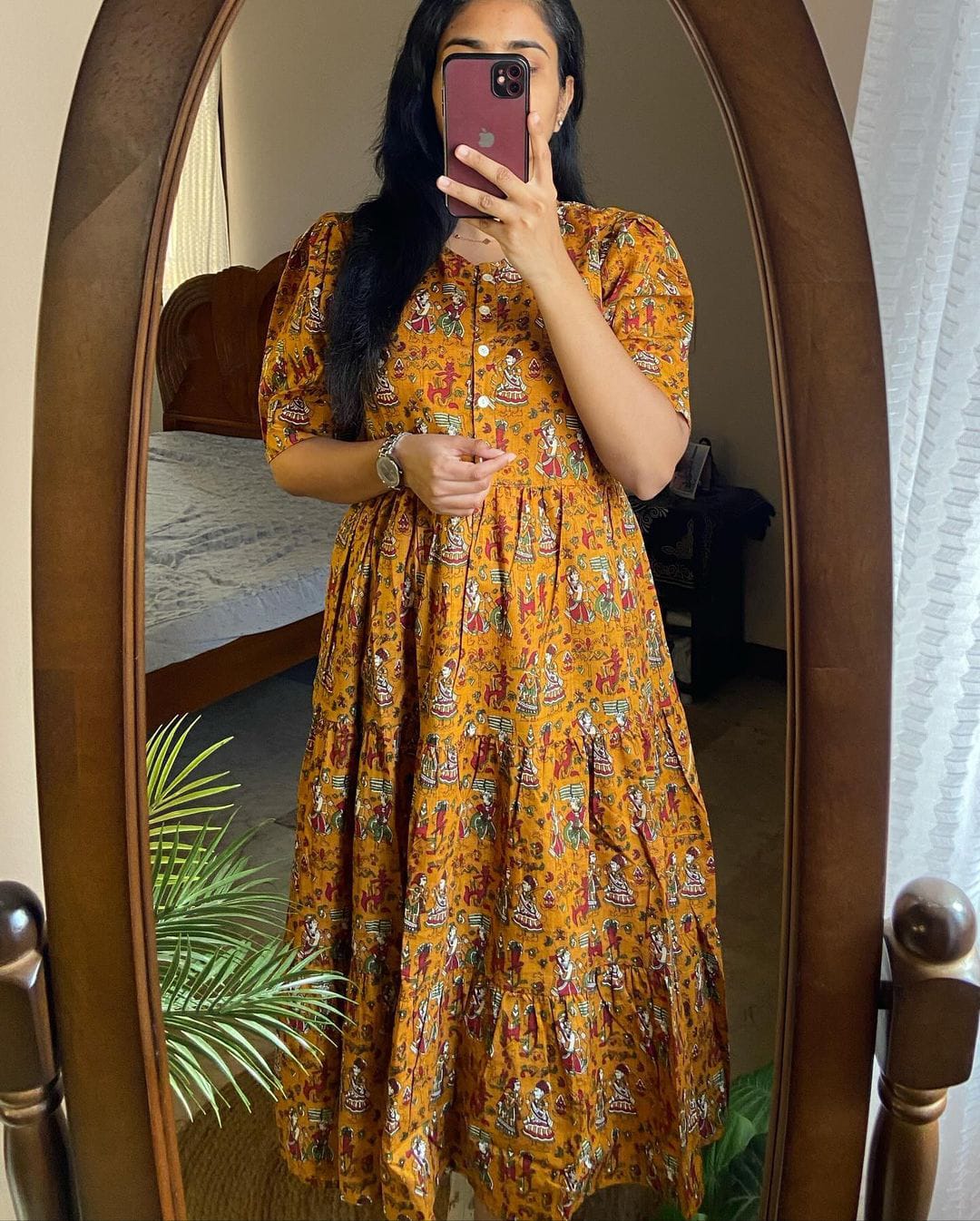 BEAUTIFUL HAND BLOCK PRINT COTTON MIDDI GOWN