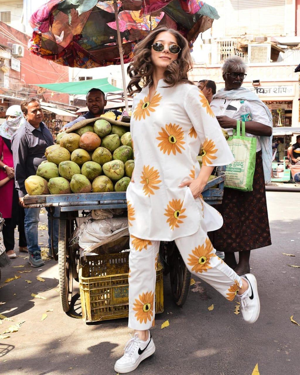 BEAUTIFUL SUN-FLOWER PRINT COTTON CO-ORD SET