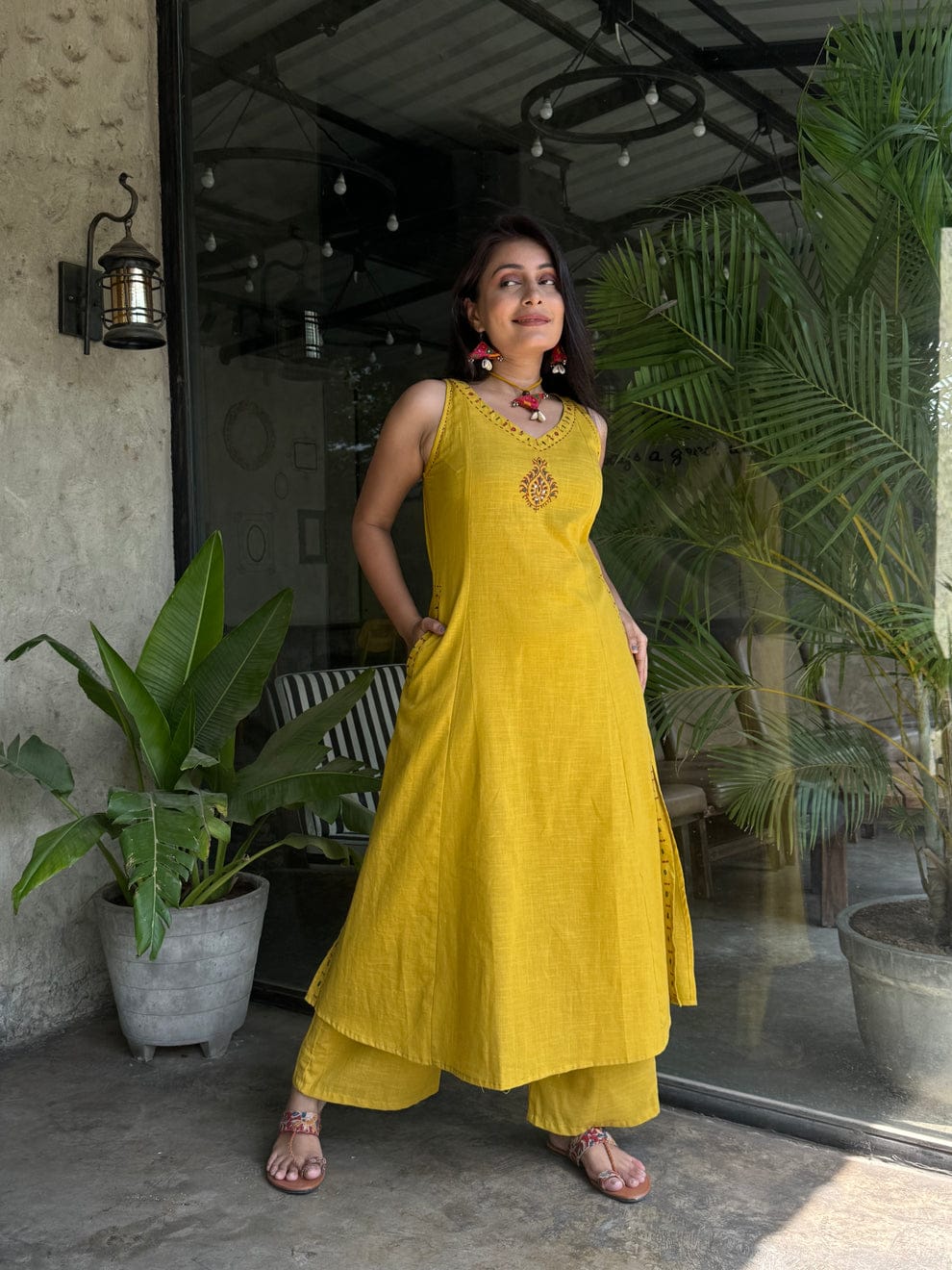 Beautifull Cotton Flex Yellow Co-ord Set