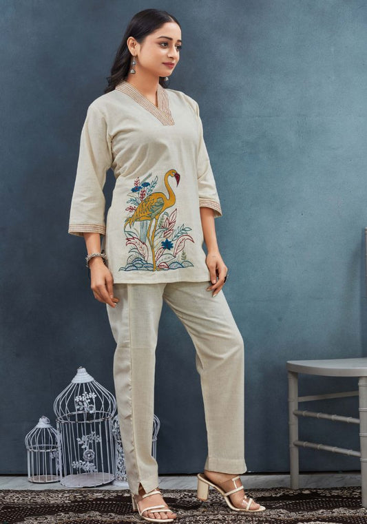 BEAUTIFUL DUCK EMBROIDERY WORK CO-ORD SET