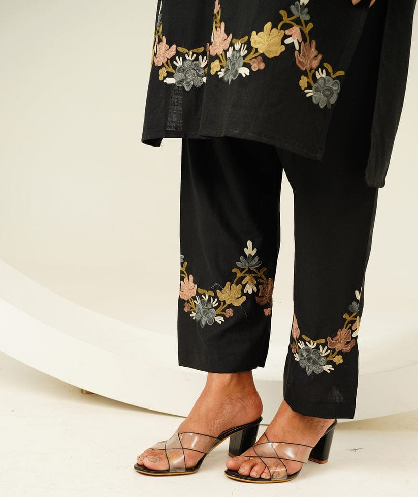 Aari Embroidered Kashmiri Black Co Ord Set