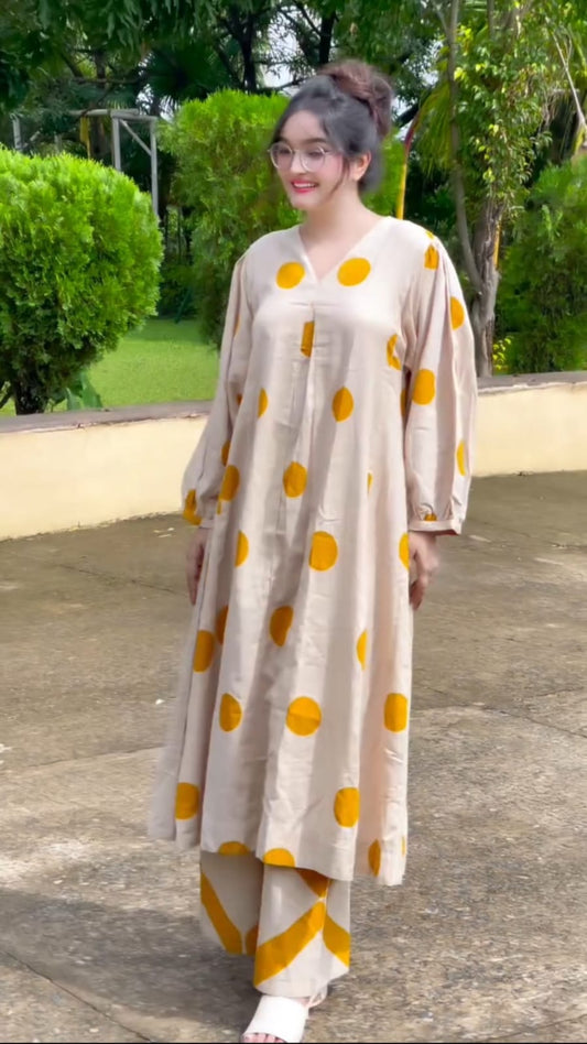 Mustard Polka-Dot Co-Ord Set