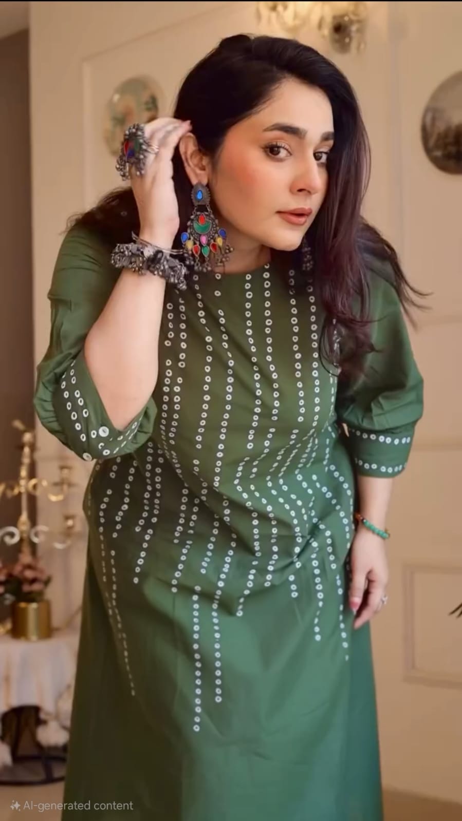 Cotton Bandhani A-Line Kurta Set