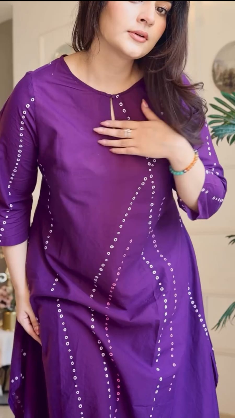 Cotton Bandhani A-Line Kurta Set