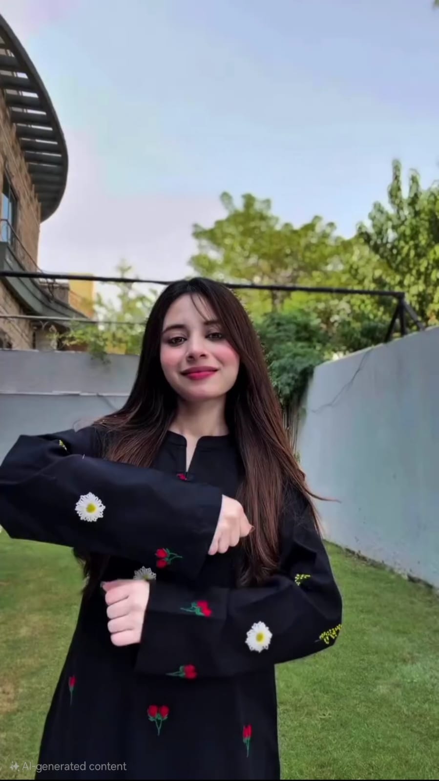 MIDNIGHT BLACK FLORAL EMBROIDERY WORK KURTA WITH PANT